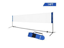 Costway Portable 13.8'x5' Badminton Beach Volleyball Tennis Training Net w/ Carrying Bag - Red