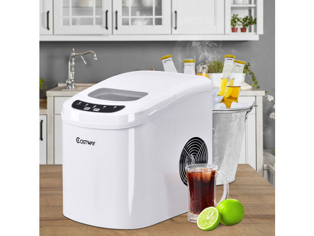 Costway White Portable Compact Electric Ice Maker Machine Mini Cube 26lb/Day - White