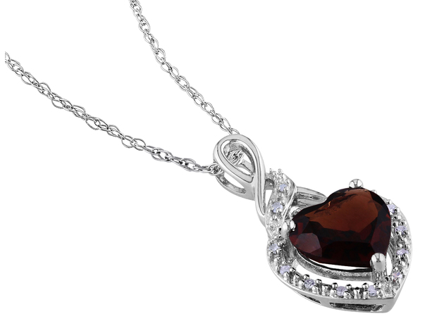 2.00 Carat (ctw) Garnet Heart Pendant Necklace in Sterling Silver with Chain