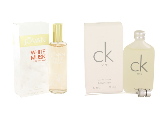 Gift set  JOVAN WHITE MUSK by Jovan Eau De Cologne Spray 3.2 oz And  CK ONE EDT Pour/Spray (Unisex) 1.7 oz
