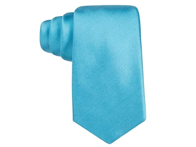Alfani Men's Solid Texture Slim Tie Aqua One Size