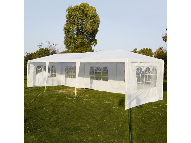 Costway 10'x30'Party Wedding Tent Canopy Heavy duty Pavilion 5 Sidewall - White