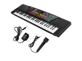 Costway 54 Keys Music Electronic Keyboard Kid Electric Piano Organ W/Mic & Adapter - Black
