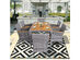 Costway 7PCS Patio Rattan Dining Set Acacia Wood Table Cushioned Chair Mix Gray - Gray, Natural