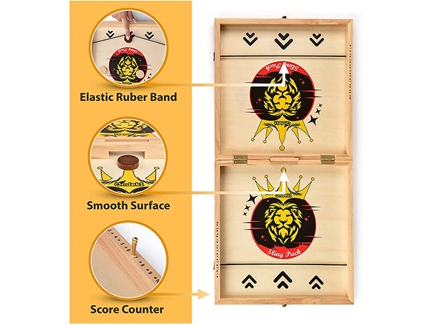Fast Sling Puck Game: 3-in-1 Foldable Wooden Board Game Set
