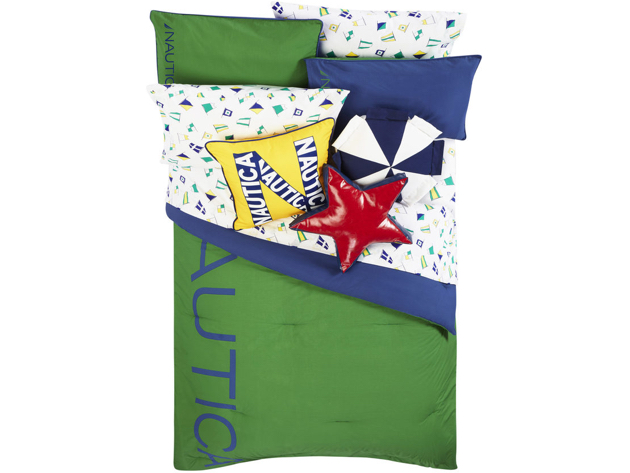 Nautica Kids Reversible Colorblock 100% Fine Imported Cotton Comforter Set - Full