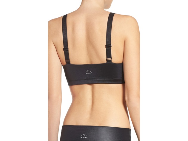 Beyond Yoga Glassy Waves Shiny Stripes Sports Bra with Wide Straps for  Medium Support, Adjustable Straps and Soft Cups, Large, Black
