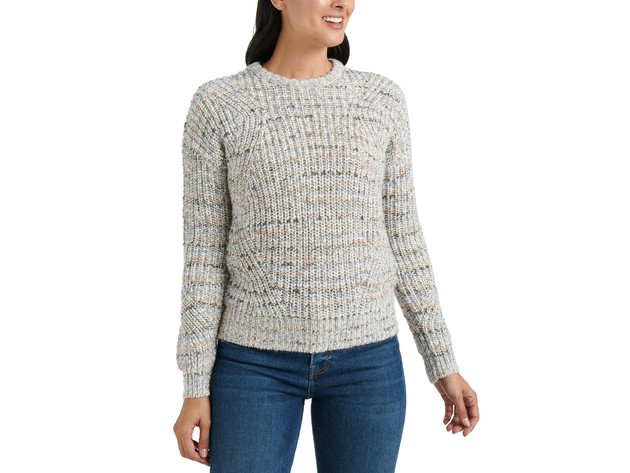 Lukcy Brand Women's Marled Crew Neck Sweater Gray Size Medium