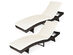 Costway 2 Piece Patiojoy Patio Rattan Folding Lounge Chair Chaise Adjustable White Cushion