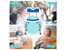 Costway Shower Bath Chair 6 Adjustable Height Non-Slip Bathtub Stool w/ Padded Back&Seat - Blue + Sliver