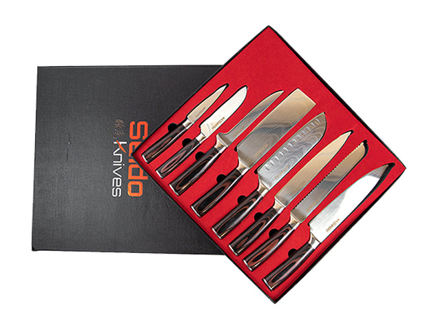 Tengoku 10-Piece Stainless Steel Chef Knife set, Blue Resin Handle