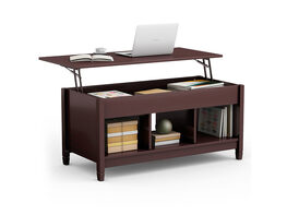 Costway Lift Top Coffee Table w/ Hidden Compartment and Storage Shelves Modern Furniture