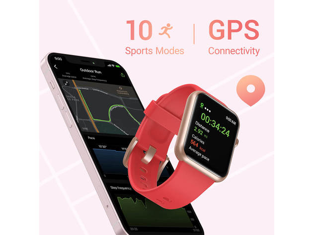 Letsfit IW2 Smartwatch Heart Rate & Blood Oxygen Monitor - Pink