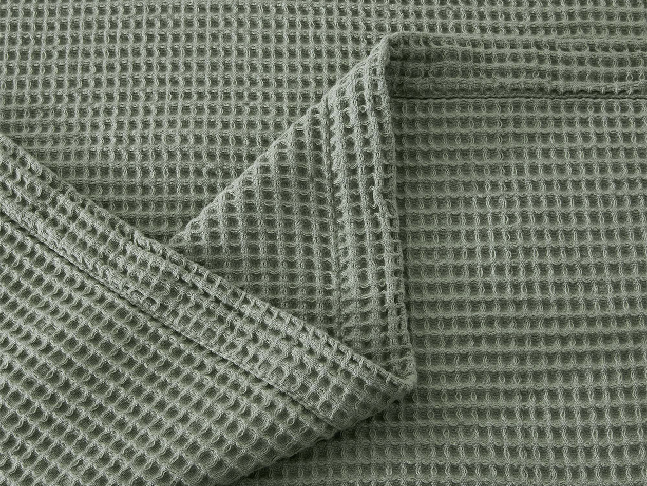 Vintage Cotton Waffle Blanket (Queen/Sage)
