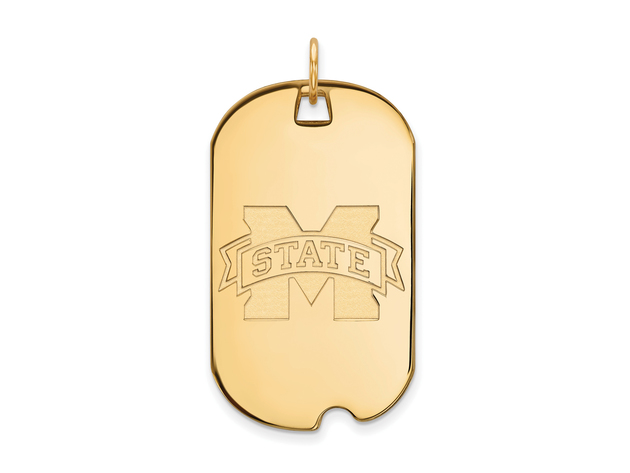 NCAA 10k Yellow Gold Mississippi State Large Dog Tag Pendant