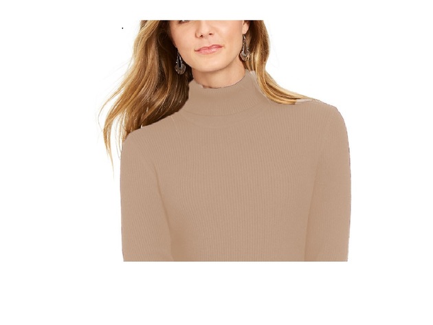 Style & Co Women's Ribbed Turtleneck Sweater Beige Size 2 Extra Large