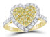 1.00 Carat (ctw I2-I3) Yellow Diamond Cluster Heart Ring in 14K Yellow Gold - 7
