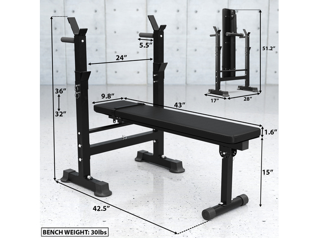 Synergee Adjustable Weight Bench with Barbell Rack