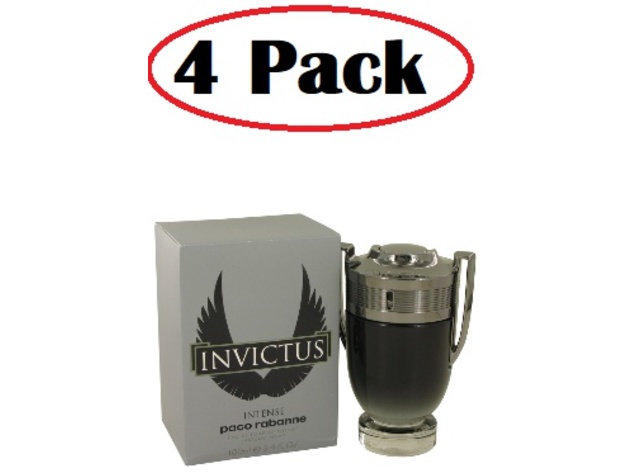4 Pack of Invictus Intense by Paco Rabanne Eau De Toilette Spray 3.4 oz
