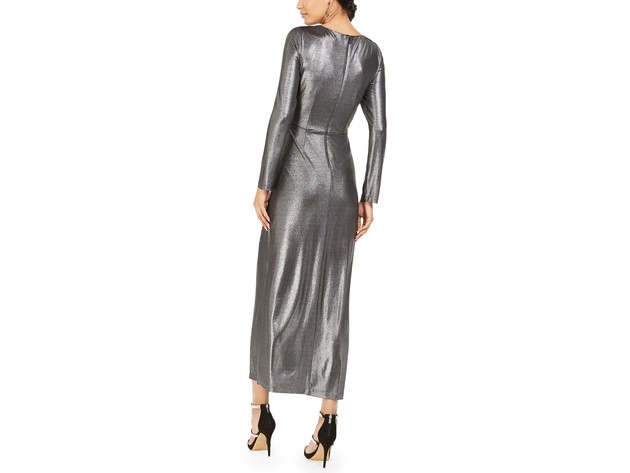 Julia Jordan Women's Liquid Metal Maxi Dress Gray Size 6