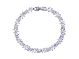 18K White Gold Plated Tennis Marquise & Rhomboid Cut Gemstone Bracelet (White Diamond Cubic Zirconia)