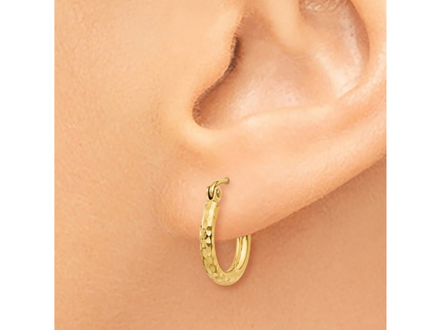Extra Small Diamond Cut Hoop Earrings in 14K Yellow Gold (2.00mm)