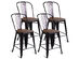 Costway Copper Set of 4 Metal Wood Counter Stool Kitchen Dining Bar Chairs Rustic Coffee