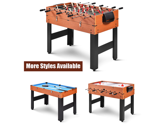 Costway 3-In-1 48'' Multi Game Table w/Billiards Soccer and Side Hockey for  Party and Family Night - Natural/Green