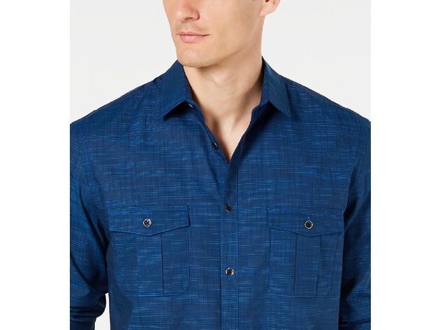 Alfani Men's Warren No Pocket Long Sleeve Shirt Blue Size Large