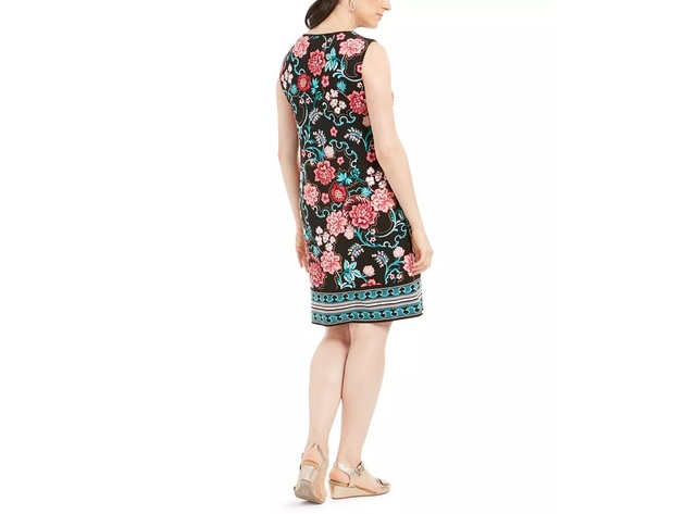 JM Collection Women's Petite Printed Sheath Dress Black Size Petite