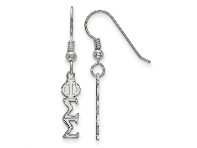 Sterling Silver Small Phi Sigma Sigma Dangle Earrings