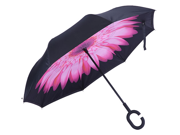Reverse Folding Lovely Patterened Umbrella (Pink Bloom Daisy)