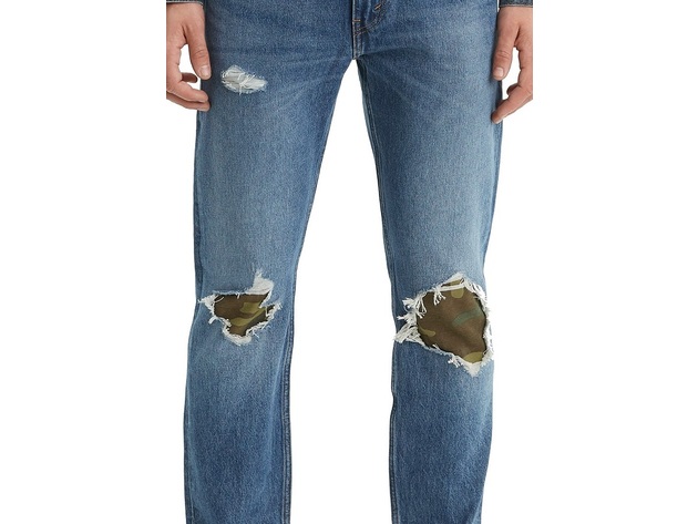 Levi's Men's 502 Tapered Fit Ripped With Camo Print Repair Jeans Blue Size 36X29