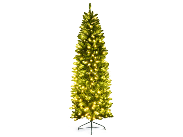 7 Foot Pre-lit Artificial Pencil Christmas Tree w/350 LED Lights