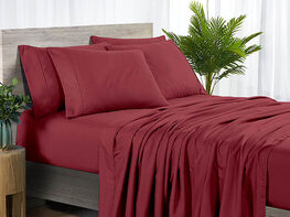 Bamboo 2000 Count 6-Piece Sheet Set with SnugGrip (Raspberry/Queen)