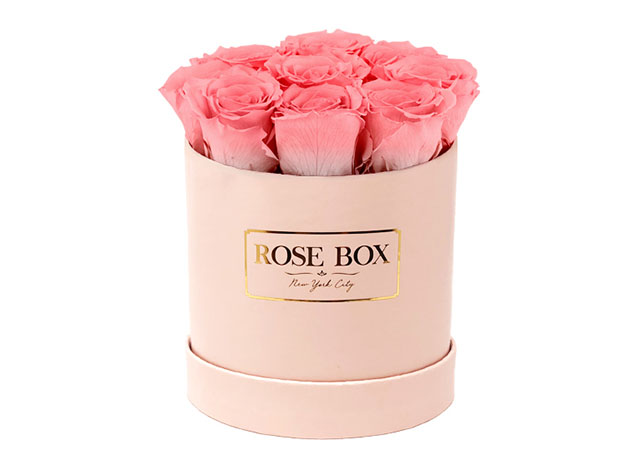Small Pink Box with Chic Coral Roses