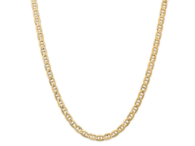Concave 6.25mm Necklace Anchor Chain 20 Inches in 14K Yellow Gold