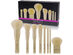 SHANY Gold Getter Cosmetics Brush Set – Premium Travel Makeup Brush Kit with Chrome Finish - Includes Portable Canvas Brush Holder Tote and Bonus Kabuki Brush - 7 PCS