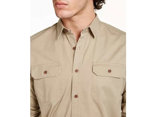 Sun + Stone Men's Adrian Workwear Shirt  Brown Size Large