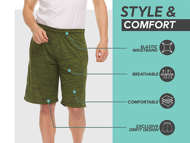 Athletic Shorts for Men with Pockets (3-Pack, Set G/Medium)