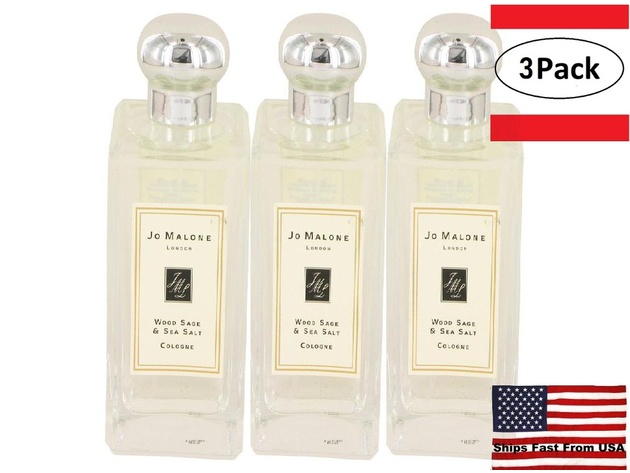 3 Pack Jo Malone Wood Sage & Sea Salt by Jo Malone Cologne Spray (Unisex Unboxed) 3.4 oz for Women