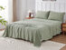 Kathy Ireland 4 Piece Heathered Jersey Knit Cotton Sheet Set (King/Olive)