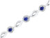 3.12 Carat (ctw) Lab Created Blue Sapphire Tennis Bracelet in Sterling Silver with Diamonds 1/10 Carat (ctw)