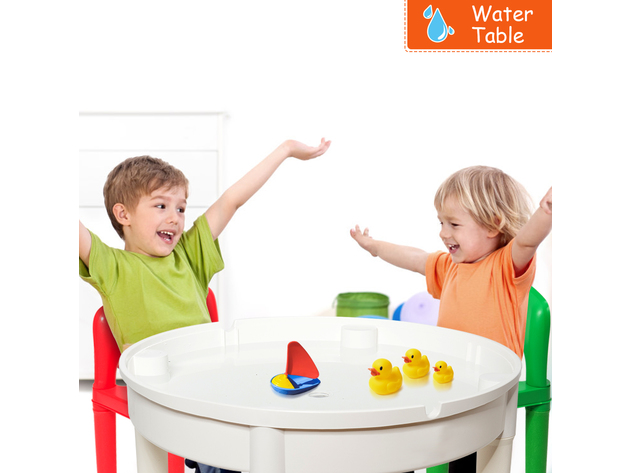 Costway 3 In 1 Kids Activity Table Set Water Craft Building Brick Table - Multicolor