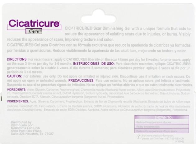 Cicatricure Scar Diminishing Gel for Face and Body, Unique Formula Improves Skin Tone,1 Ounce