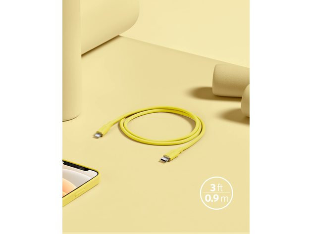 Anker 641 USB-C to Lightning Cable (Flow, Silicone) - 3ft/Daffodil Yellow