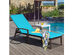 Costway Patio Rattan Lounge Chair Chaise Recliner Back Adjustable Cushioned Turquoise