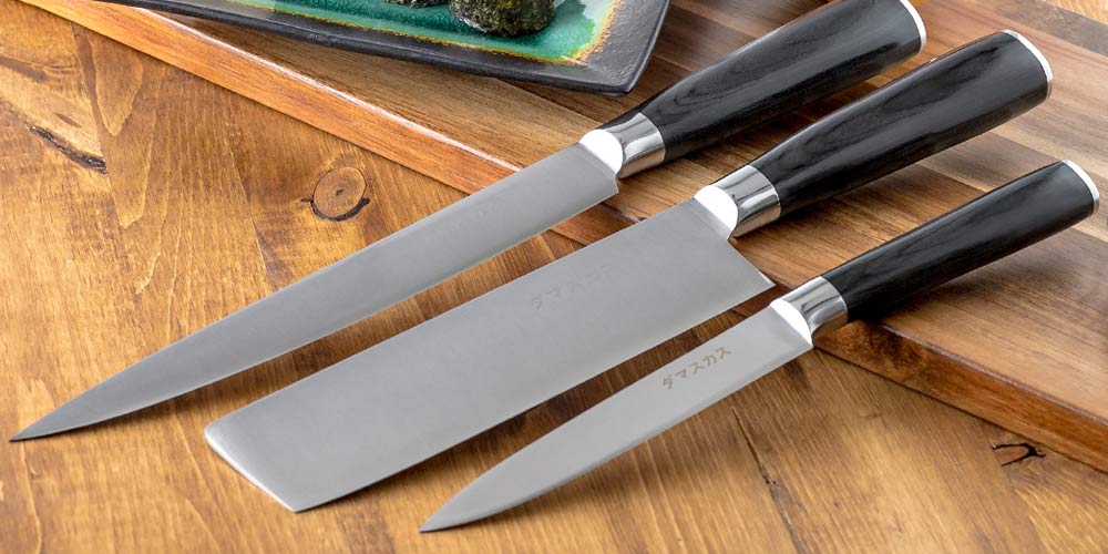 Damasukasu Japanese 3-Piece Master Chef Hanshu Knife Set