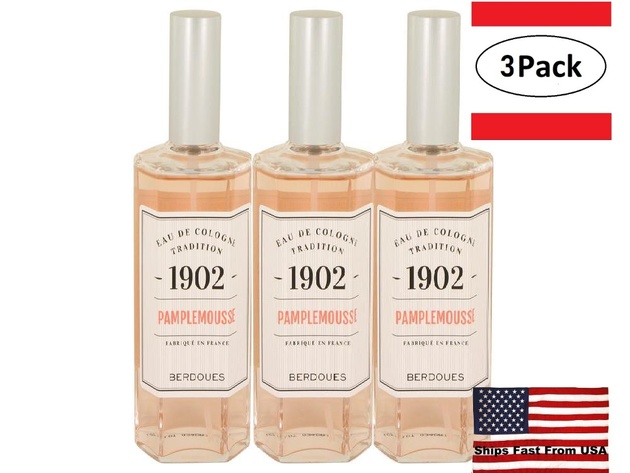 3 Pack 1902 Pamplemousse by Berdoues Eau De Cologne (Unisex unboxed) 4.2 oz for Women
