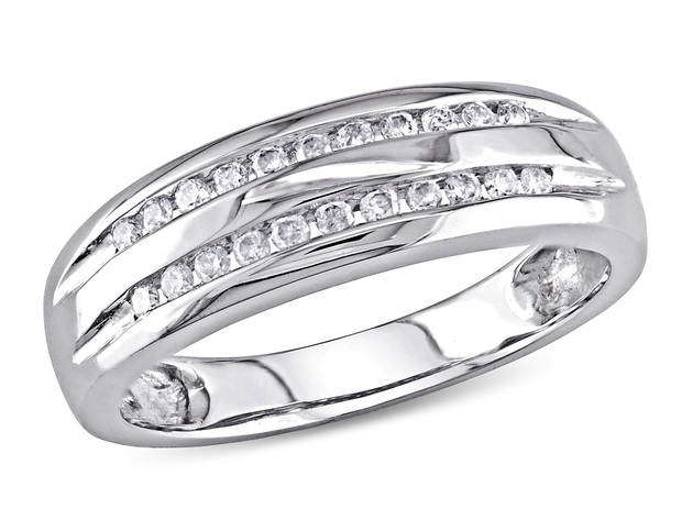 Diamond Anniversary Band 1/3 Carat (ctw I-J , I2-I3) in 10k White Gold - 5.5